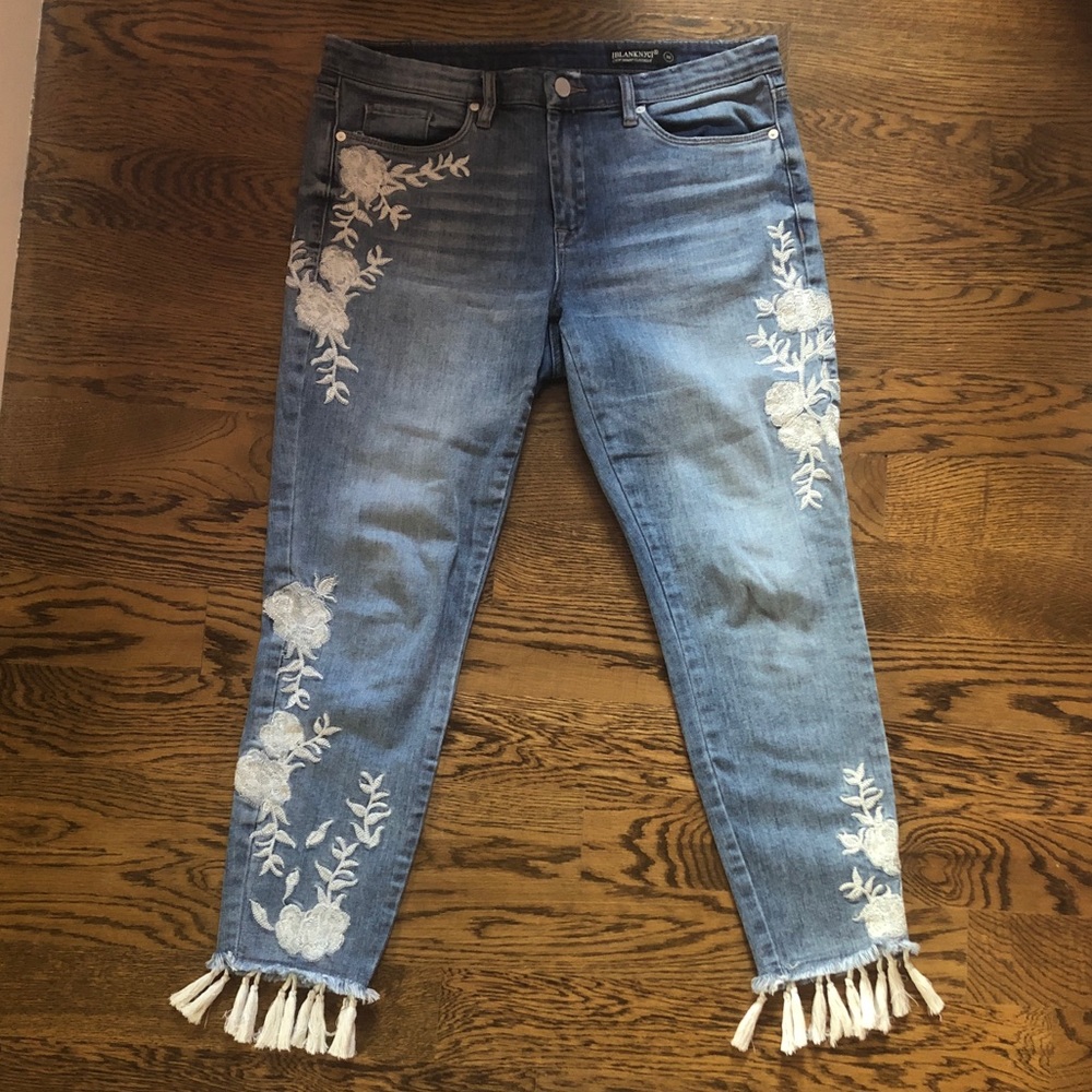 Blank NYC embroidered jeans with tassels